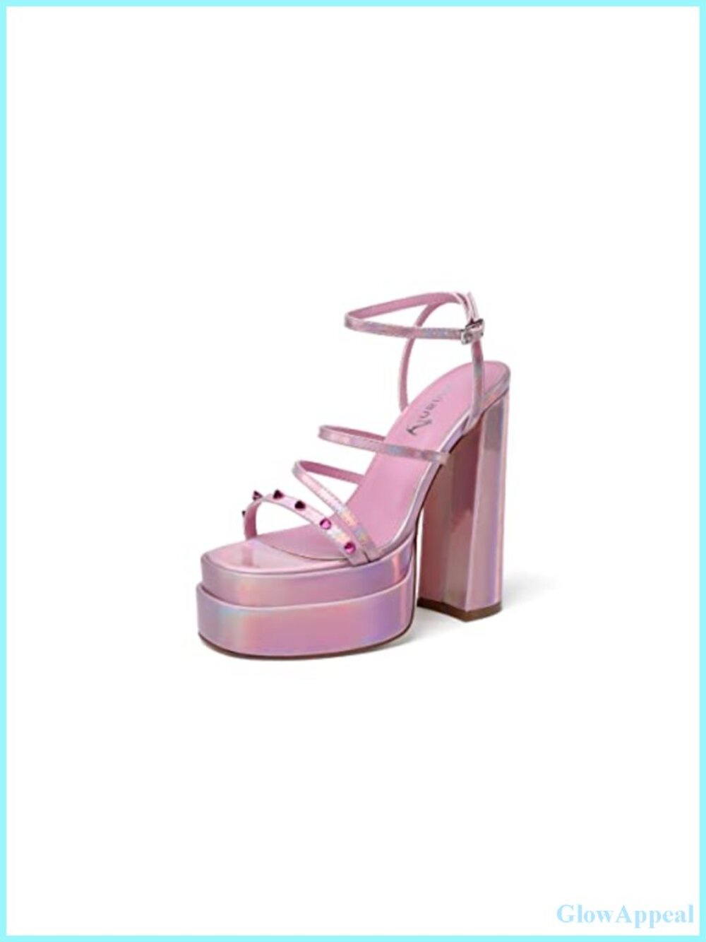 Open Toe Platform Heels Spikes Ankle Strap Block High Heels Sandals